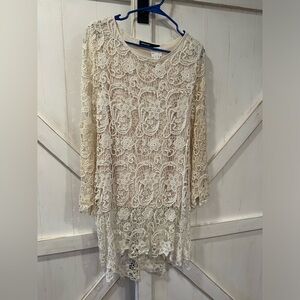 Origami by Vivian ivory crochet knit tunic top